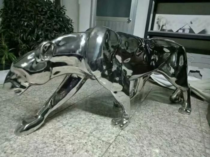 抽象猎豹雕塑,户外动物雕塑,镜面工艺 抽象猎豹雕塑,户外动物雕塑,镜面工艺